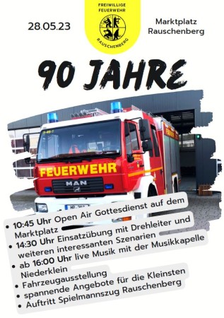 Vorankündigung: 90 Jahre Feuerwehr Rauschenberg