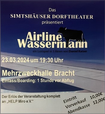 Theatervorstellung für den guten Zweck: Schwank „Airline Wassermann“ von Daniel Kaiser