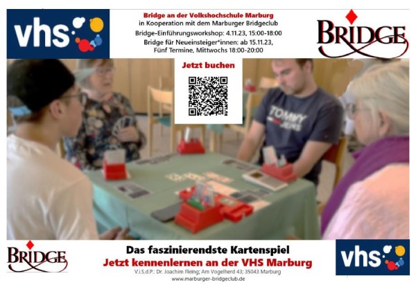 Einladung zum Bridgekurs an der VHS Marburg