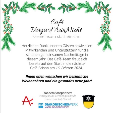 Café VergissMeinNicht - Weihnachtsgrüße