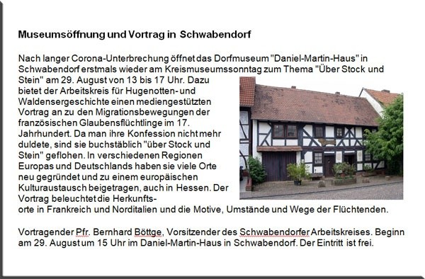 Museumsöffnung in Schwabendorf