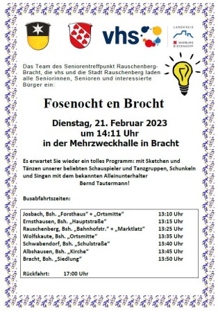 Seniorenfasching "Fosenacht en Bracht" am 21.02.2023